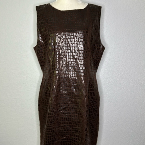 Selene Sport Dark Brown Lux Animal Print Sleeveless Shift Dress XL - Picture 1 of 13